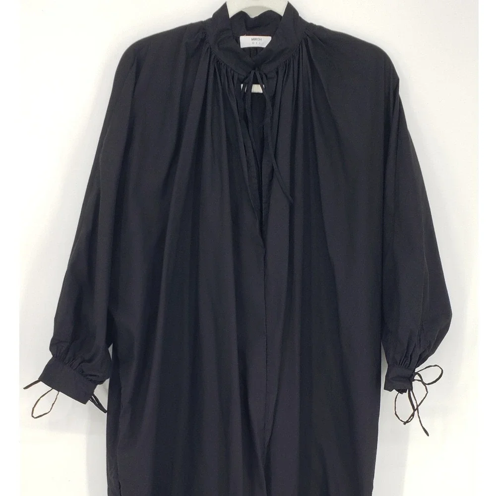 MIKOH Hawea Maxi Dress Oversized Kaftan Size 1 Black Long Sleeve Minimalist Boho - Picture 5 of 10